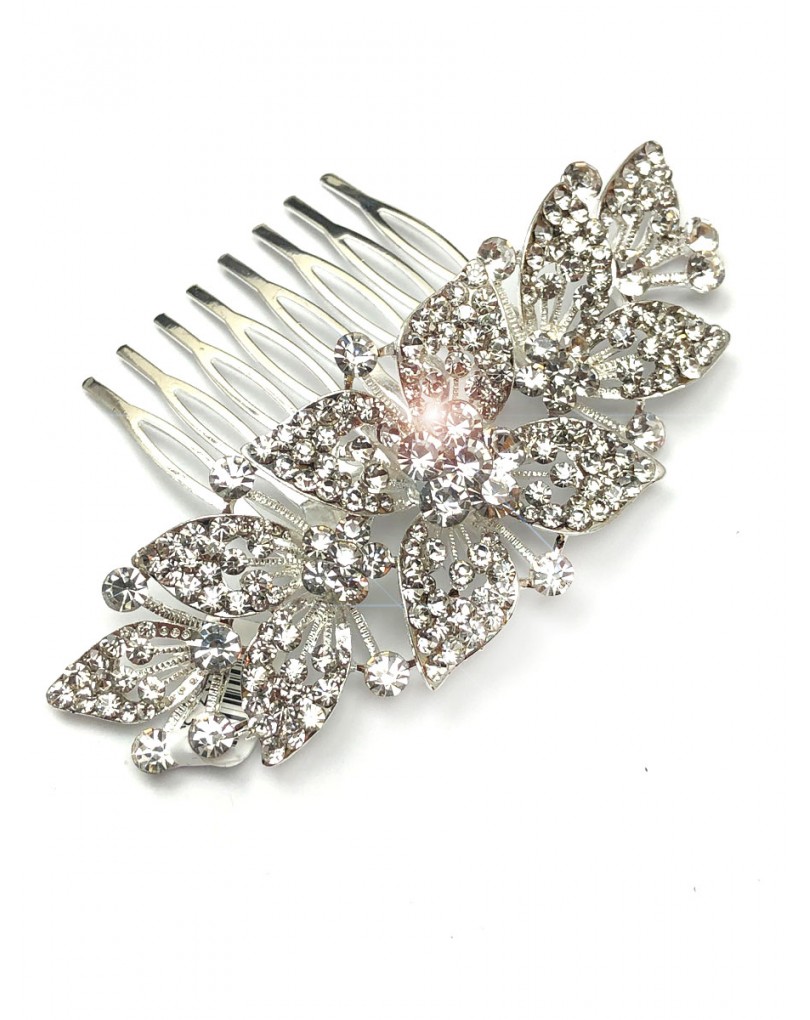 peineta plata brillantes